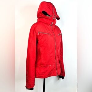 Vintage Ski Jacket Obermeyer Thinsulate‎ Red Hooded Warm Snow Winter Sports Coat